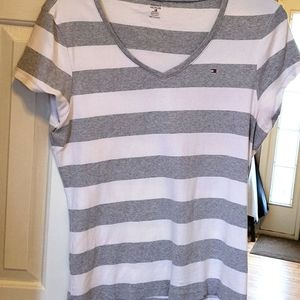 Tommy Hilfiger rugby tee, gray/white, size xxl